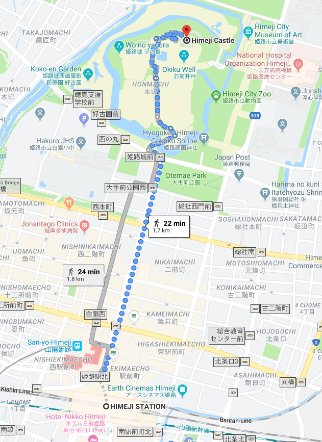 Directions to Himeji Castle from the JR station
