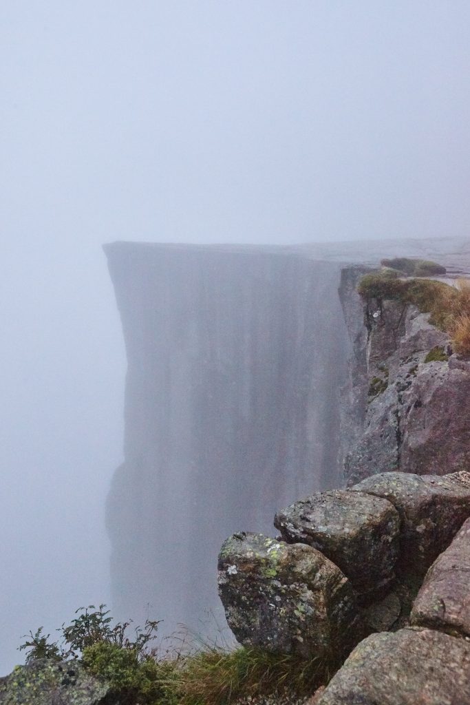 Pulpit Rock was covered in thick fog